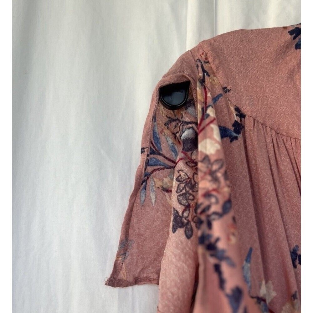 Lulu’s Pink Fiorire Rose Floral Print Faux Wrap Long Maxi Dress Romantic Small - Picture 8 of 11